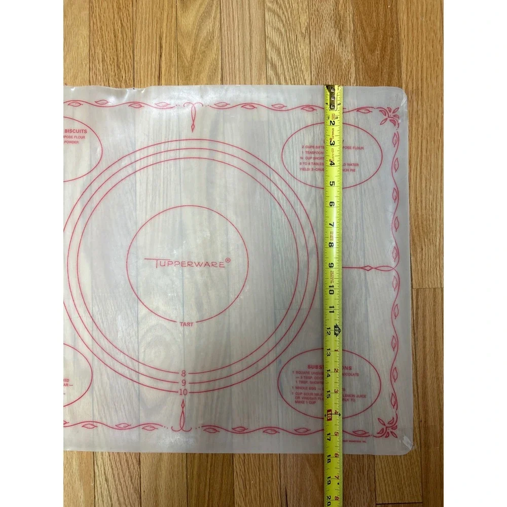 Vintage Tupperware Pastry Mat and Fillable Rolling Pin Set White Red MCM 1966
